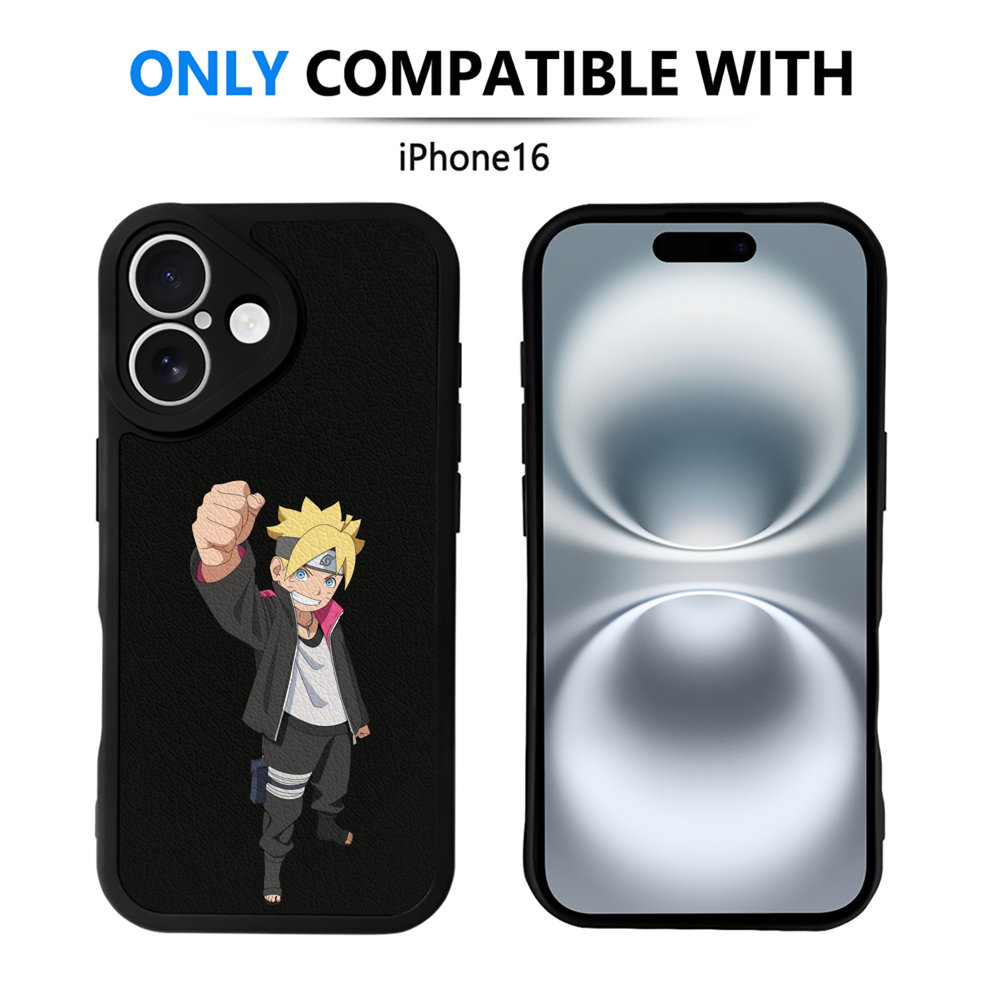 （画像用） NARUTO -ナルト- うずまき ボルト Uzumaki Boruto 【iPhone 16シリーズ対応】シリコンスマホケース（レザー調） 材質：シリコン